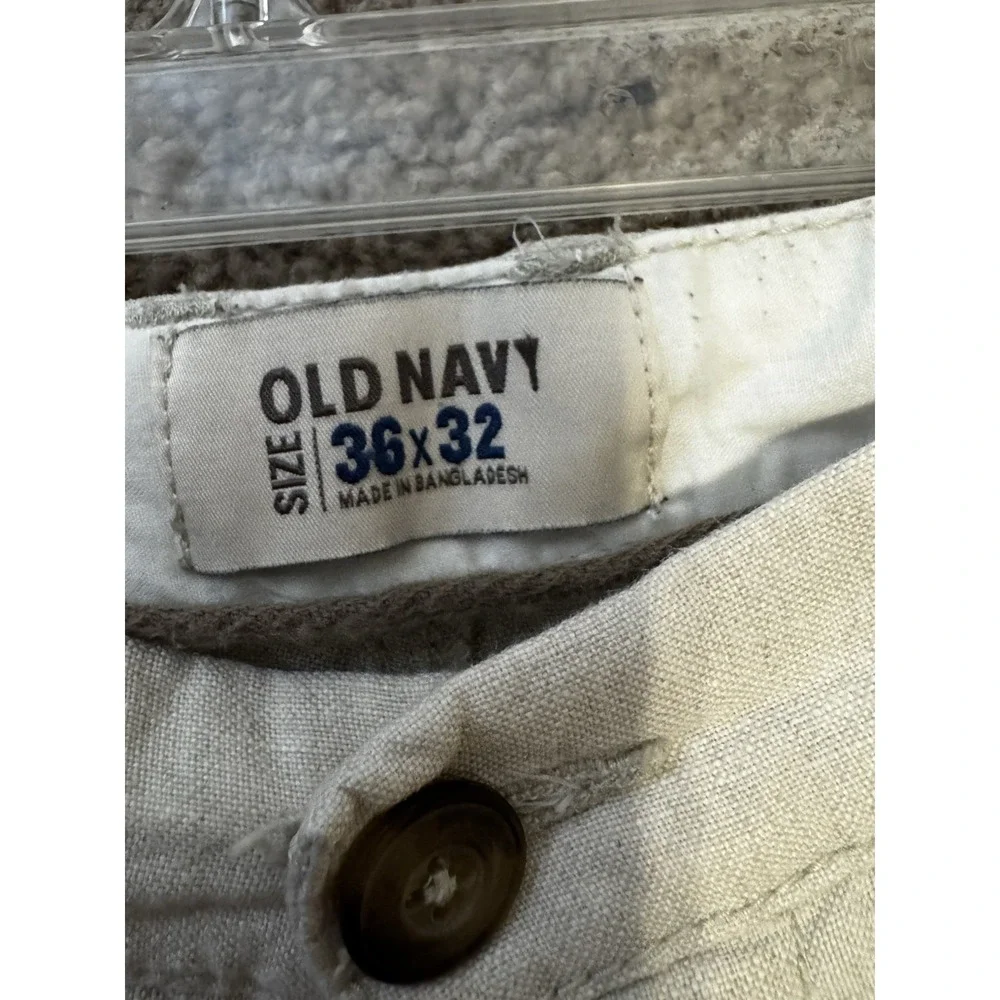 Vintage Old Navy 100% Linen Pants Men's 36x32 Oatmeal Button Fly Straight